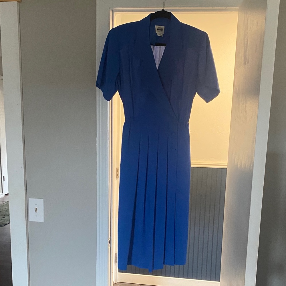 VINTAGE Leslie Fay Royal Blue Midi Dress